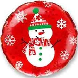 Ф 18" Новый год Снеговик на красном