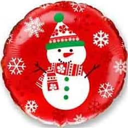 Ф 18" Новый год Снеговик на красном