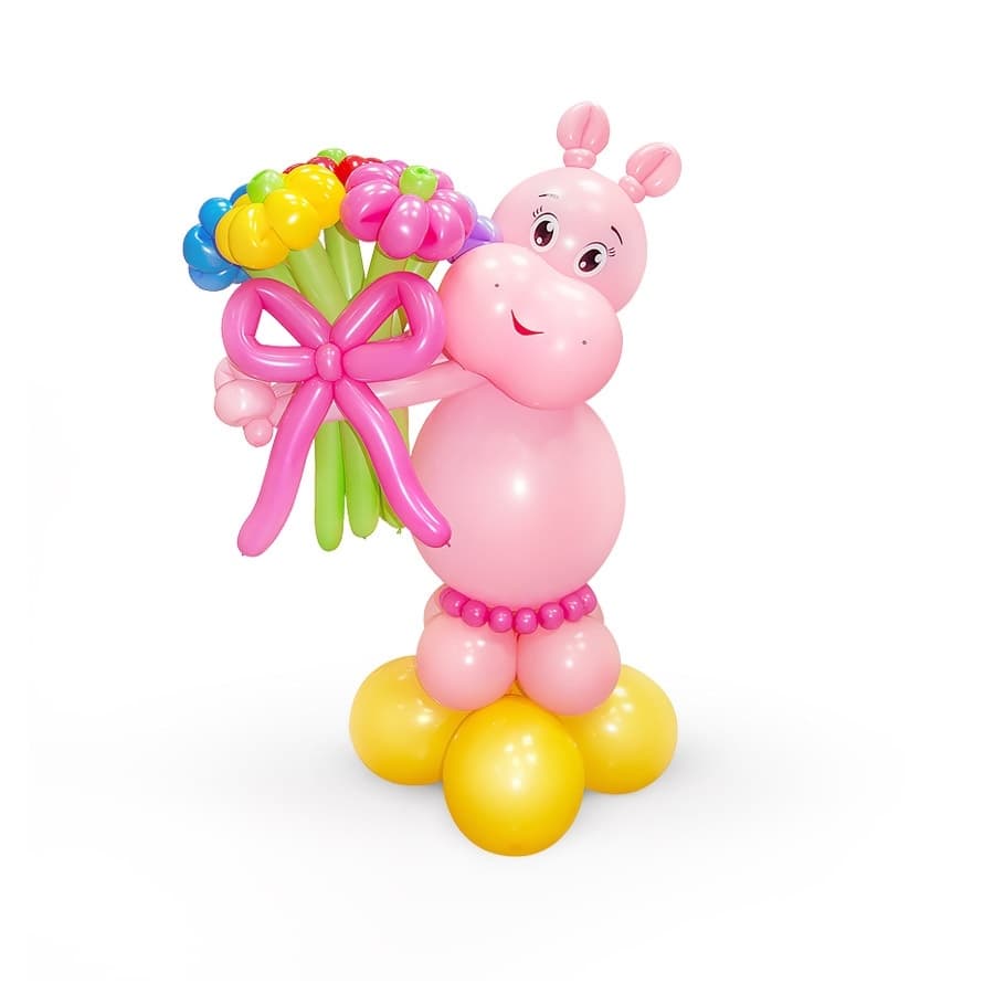 Фигура бегемотик с букетом