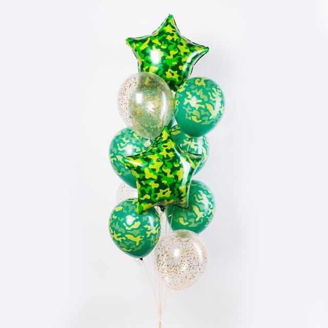 Фонтан из шаров "Камуфляжные звезды" Фонтан из шаров "Камуфляжные звезды"