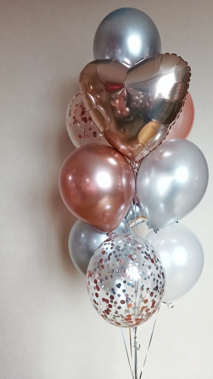 Фонтан из шаров "Розовое золото"