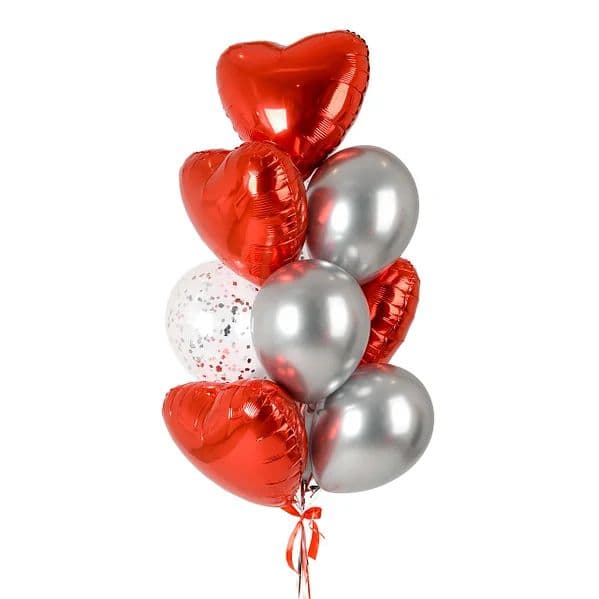 Фонтан из шаров "сердце и серебро" Фонтан из шаров "сердце и серебро"