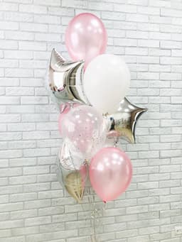 Фонтан из шаров "Серебряные звезды"