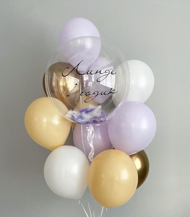 Фонтан из шаров "Сиреневые перья" Фонтан из шаров "Сиреневые перья"