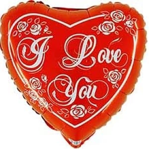 Г 18" ILYСердце с розами красное Г 18" ILYСердце с розами красное