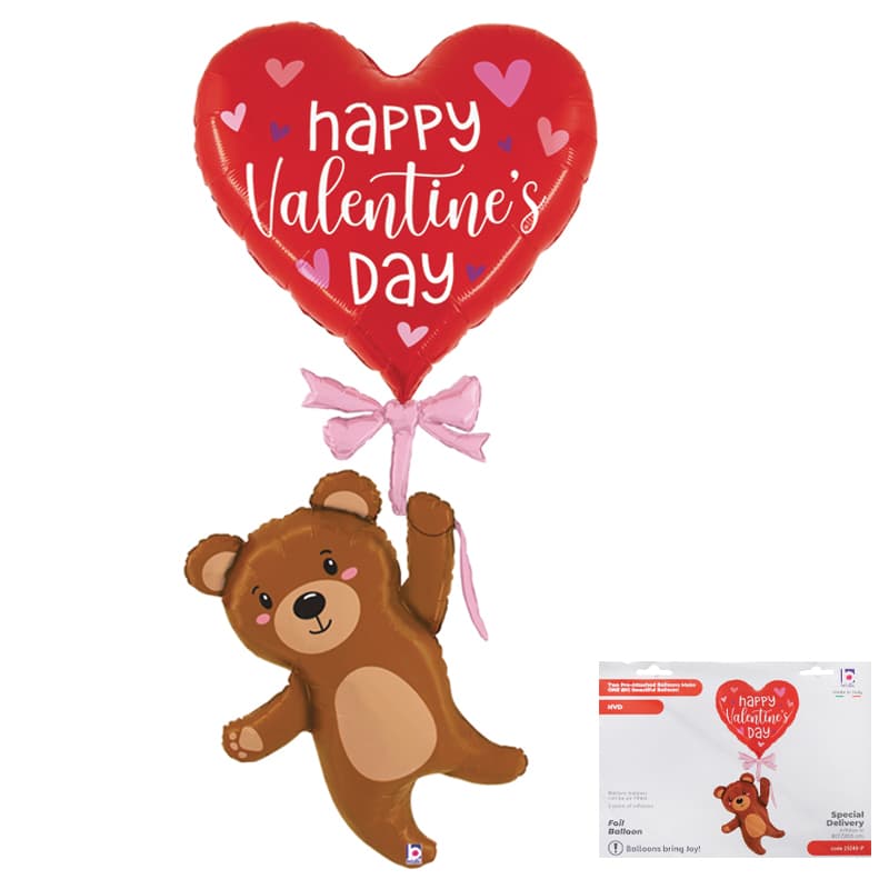 G 69"/ 176 см Мишка на сердечке в упаковке / Valentine Balloon Bear