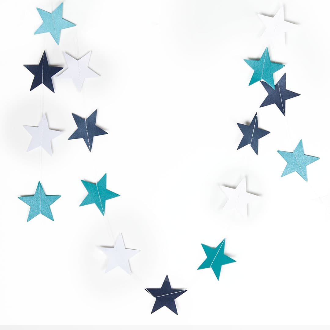 Гирлянда-подвеска Звезда, Голубой микс, 200 см, 7 см*20 шт