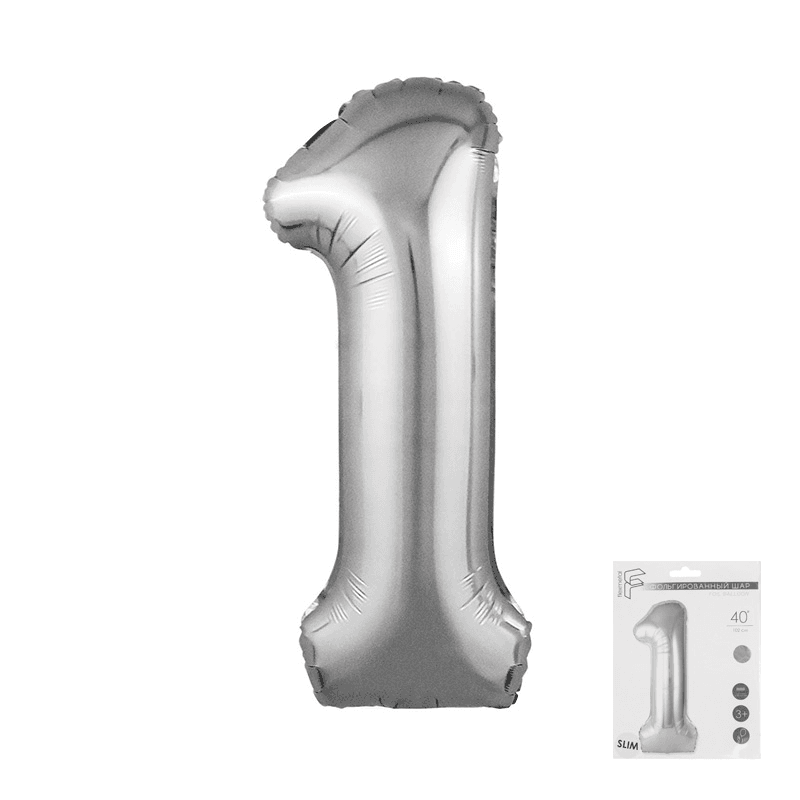 Цифры 100 см серебро Slim 1