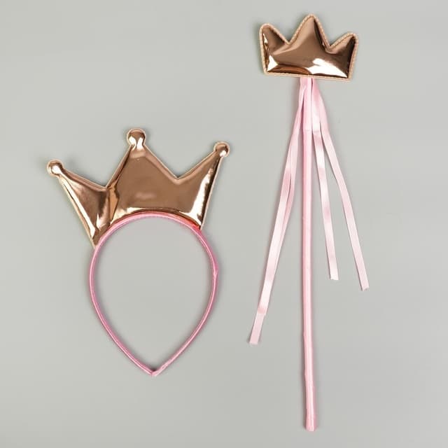 Карнавальный набор "Корона" 2 предмета: жезл, ободок, цвета МИКС Карнавальный набор "Корона" 2 предмета: жезл, ободок, цвета МИКС