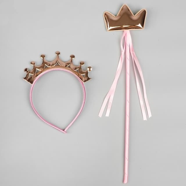 Карнавальный набор "Принцесса" 2 предмета: жезл, ободок, цвет золото Карнавальный набор "Принцесса" 2 предмета: жезл, ободок, цвет золото