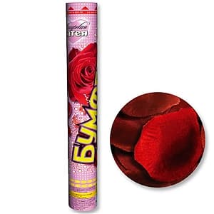 Хлопушка Бумфети 40см Лепестки роз бордо