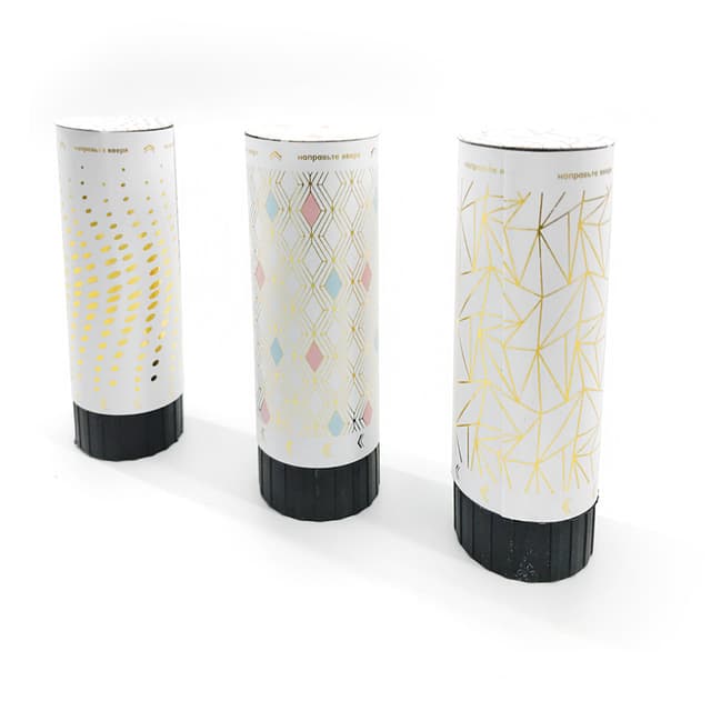 Хлопушки пружинные Блеск серпантин с золотой печатью 11 см c хедером / набор 3 шт. / Хлопушки пружинные Блеск серпантин с золотой печатью 11 см c хедером / набор 3 шт. /