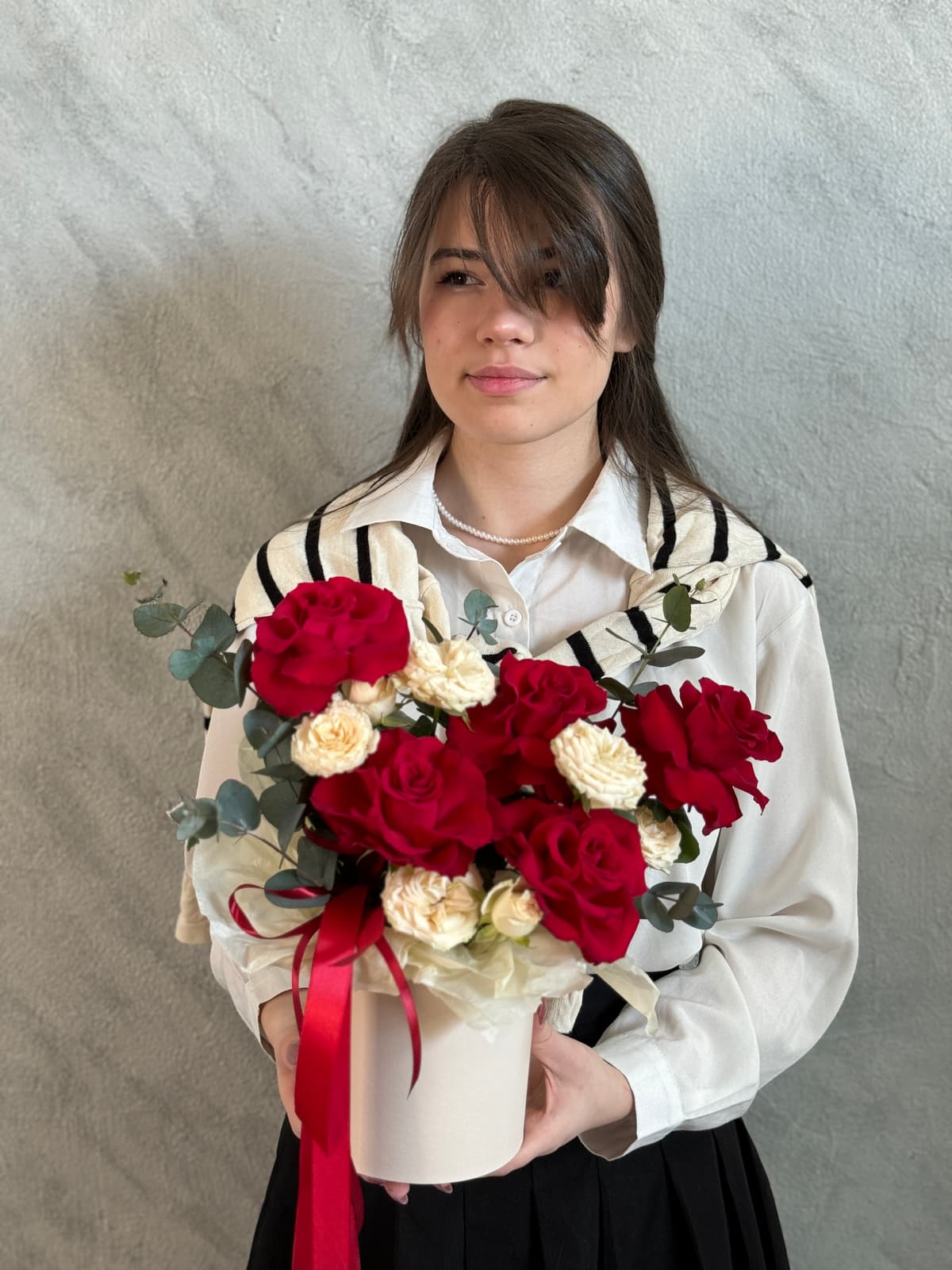 Композиция "Gentle" в шляпной коробке