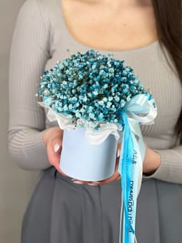 Композиция из гипсофилы в коробке "Blue" S