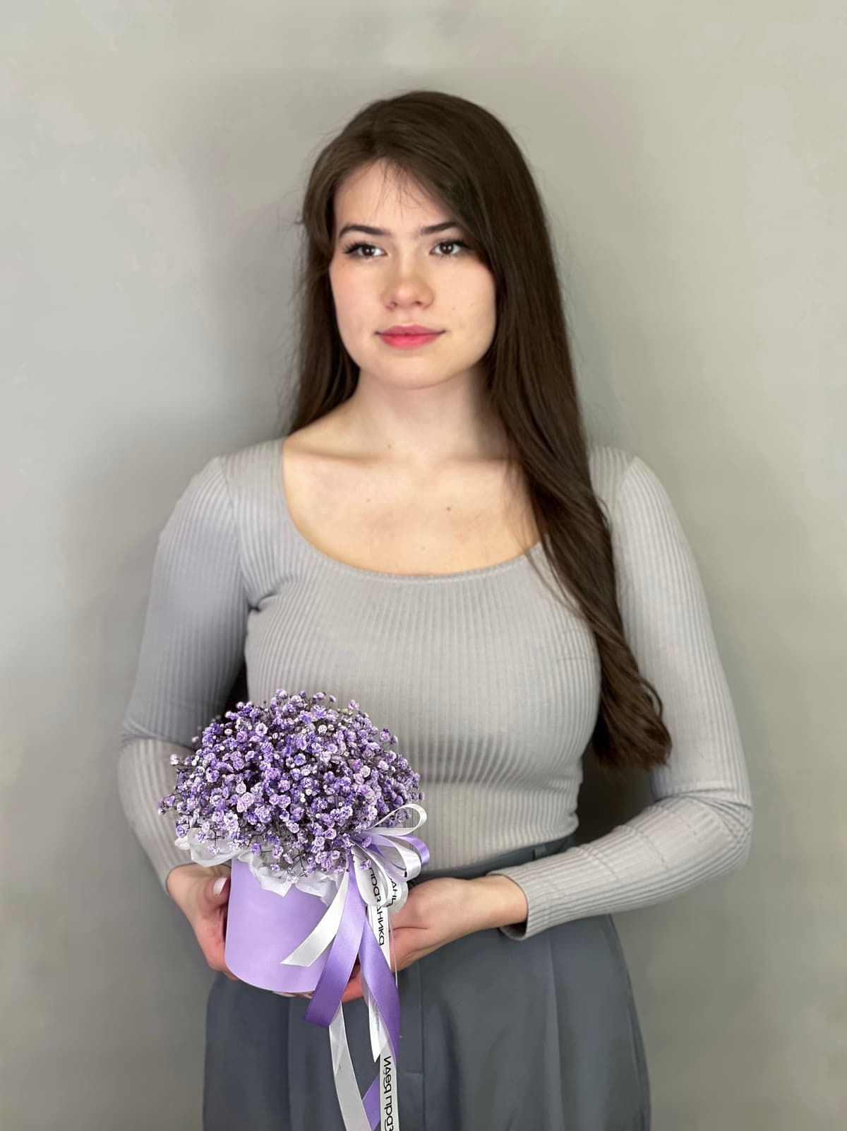 Композиция из гипсофилы в коробке "Lavander" S