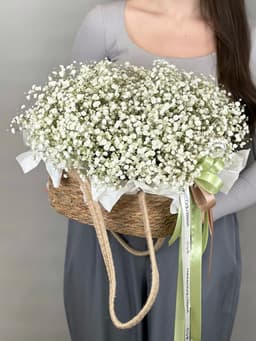 Композиция из гипсофилы в корзине "White"