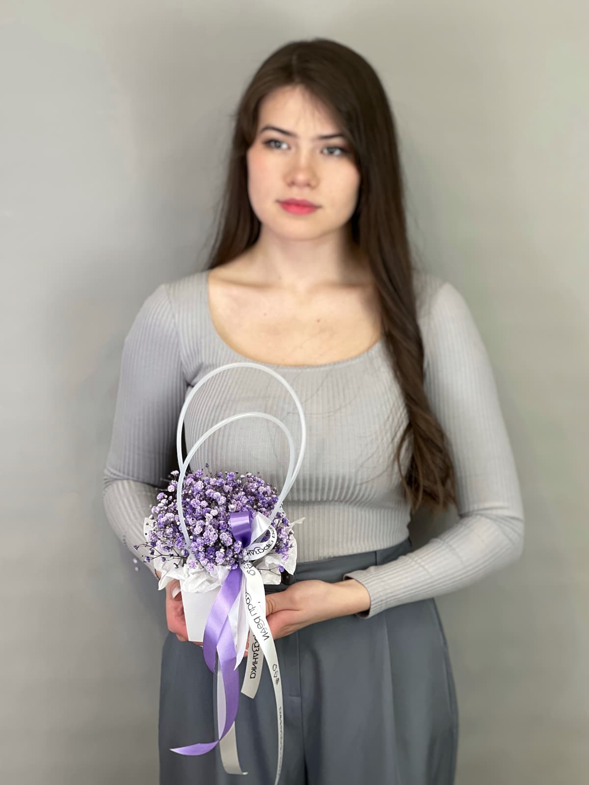 Композиция из гипсофилы в сумочке "Lavander" XS