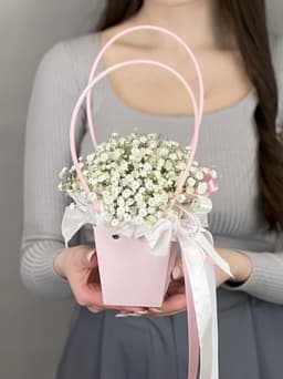 Композиция из гипсофилы в сумочке "White" XS