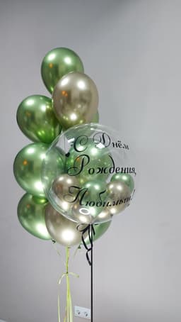 Композиция из шаров "Зеленый и золотой"