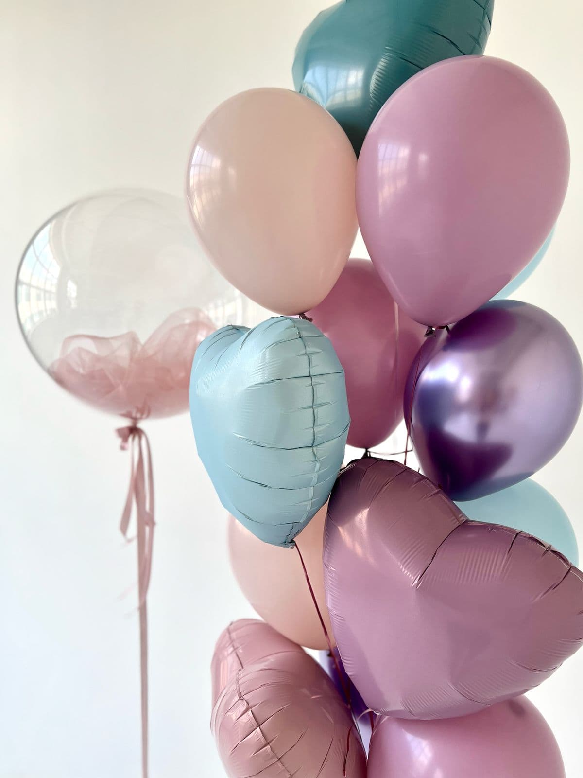 Композиция из шаров «Пудра, лаванда, лазурь»