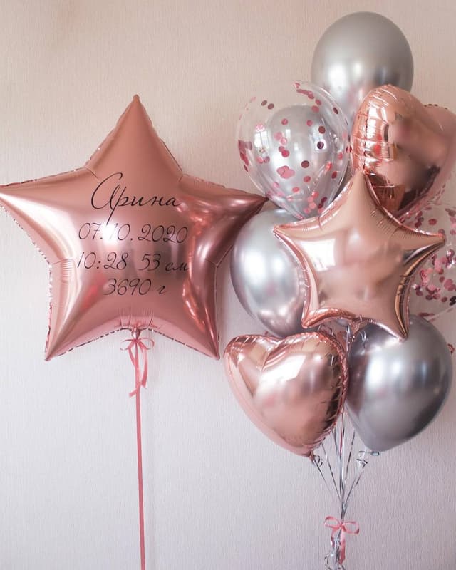 Композиция из шаров "Розовый и серебро" Композиция из шаров "Розовый и серебро"