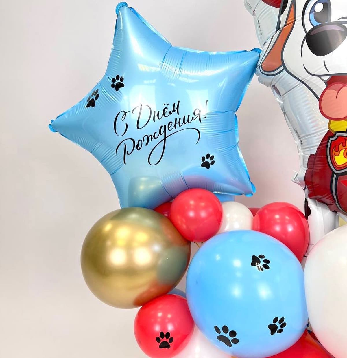 Композиция из шаров с воздухом «Пожарный щенок»