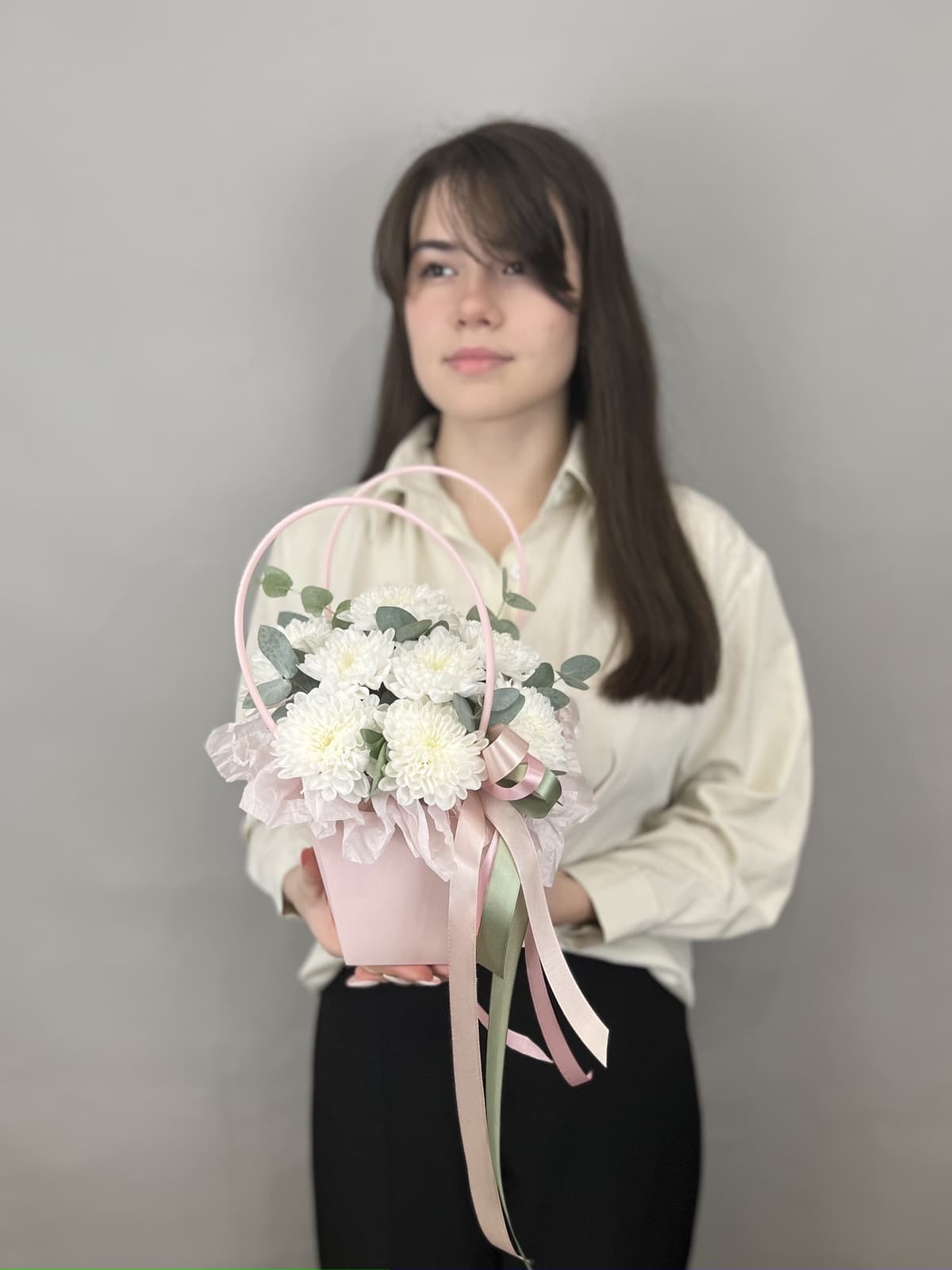 Красивая композиция из хризантем "Утро на алтае" (2)