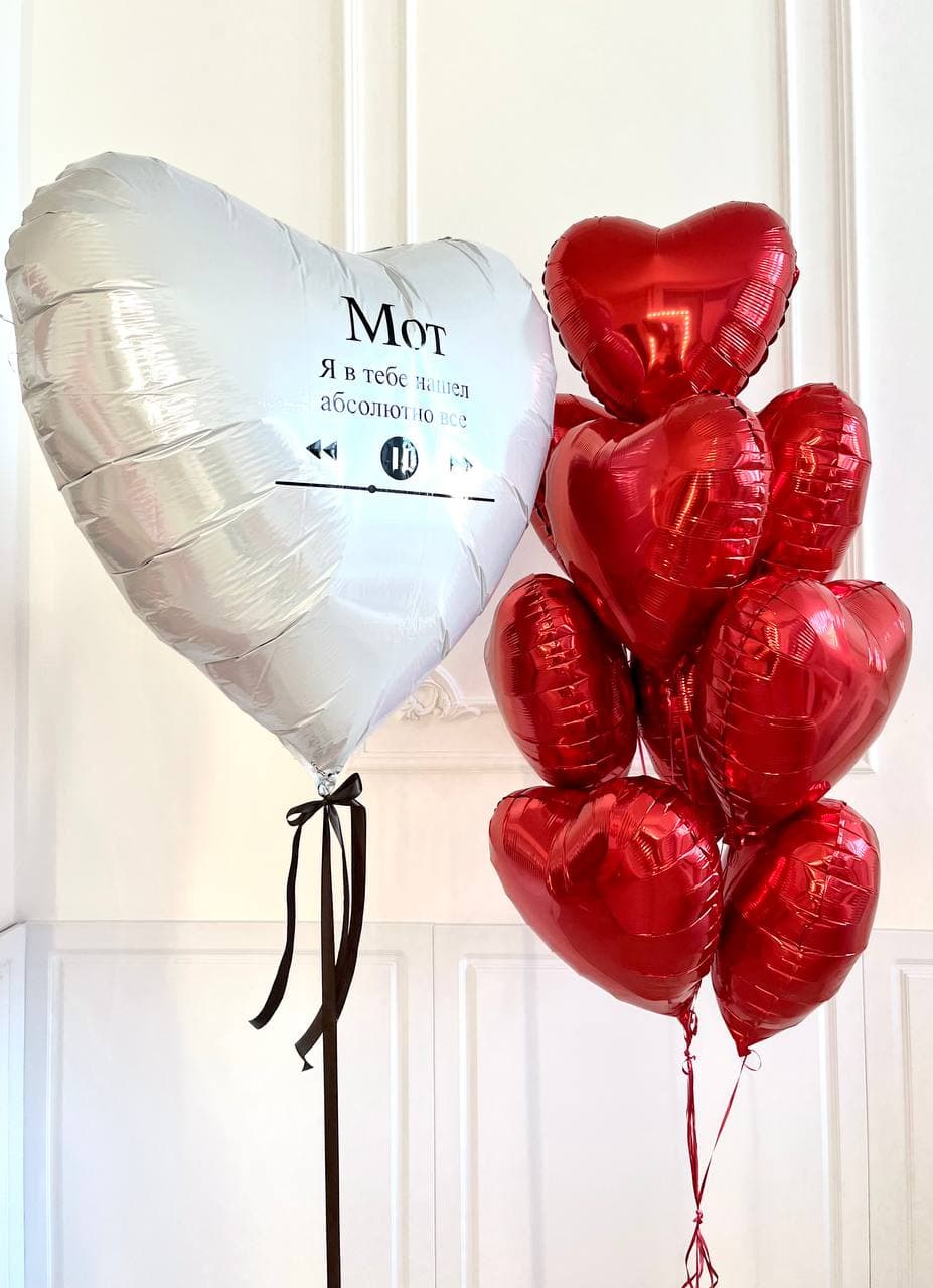Композиция из шаров «Большое белое сердце»