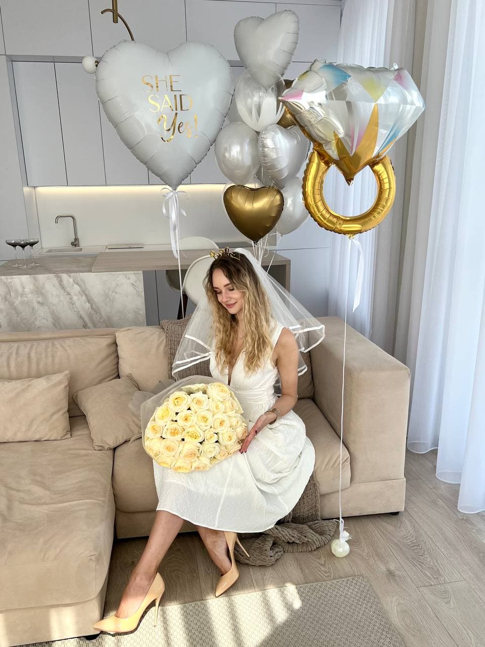 Композиция из шаров «Белоснежная невеста»