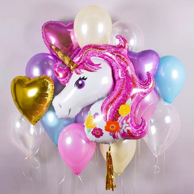 Композиция из шаров на грузах «Единорог нежный» Композиция из шаров на грузах «Единорог нежный»