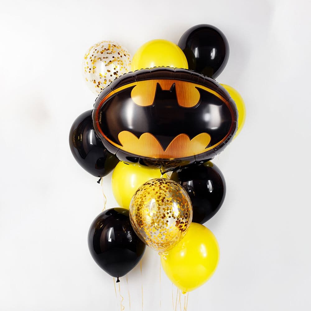 Композиция из шаров на грузах "Эмблема Бэтмена"