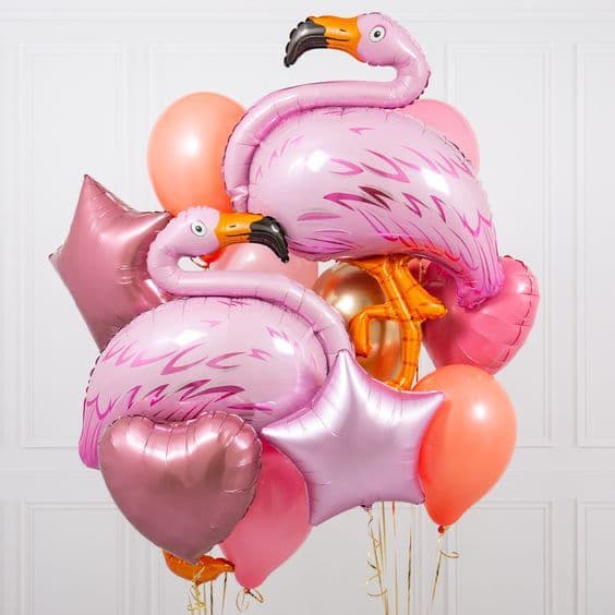 Композиция из шаров на грузах "Фламинго"