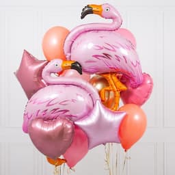 Композиция из шаров на грузах "Фламинго"
