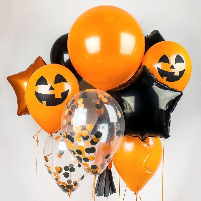 Композиция из шаров на грузах «Фонарь Джек»