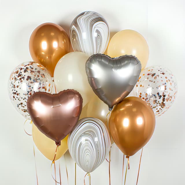 Композиция из шаров на грузах «Карамельный латте» Композиция из шаров на грузах «Карамельный латте»