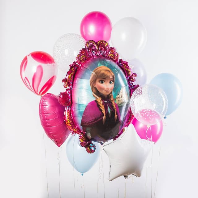 Композиция из шаров на грузах "Холодное сердце.Анна" Композиция из шаров на грузах "Холодное сердце.Анна"