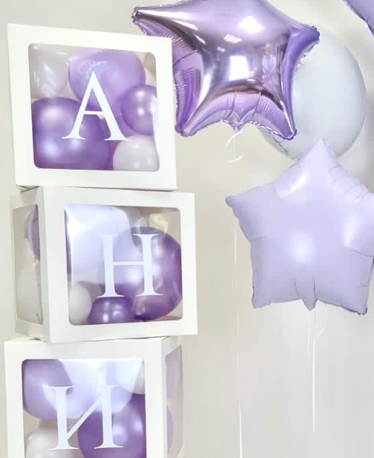 Композиция из шаров на грузах "Лаванда"