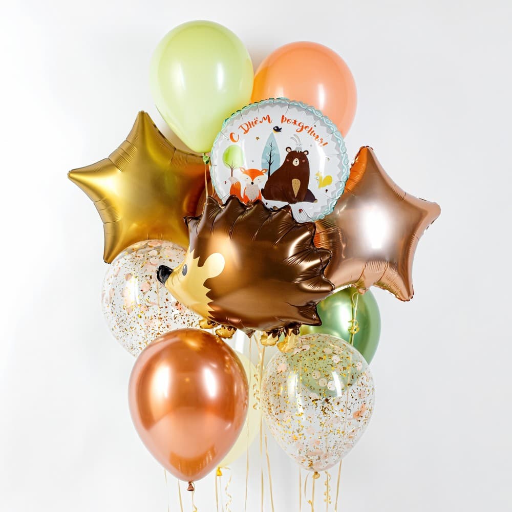 Композиция из шаров на грузах "Лесные друзья"