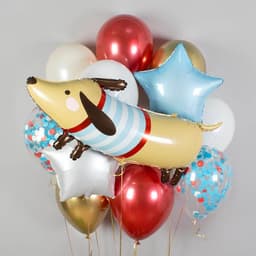 Композиция из шаров на грузах «Любимый щенок»