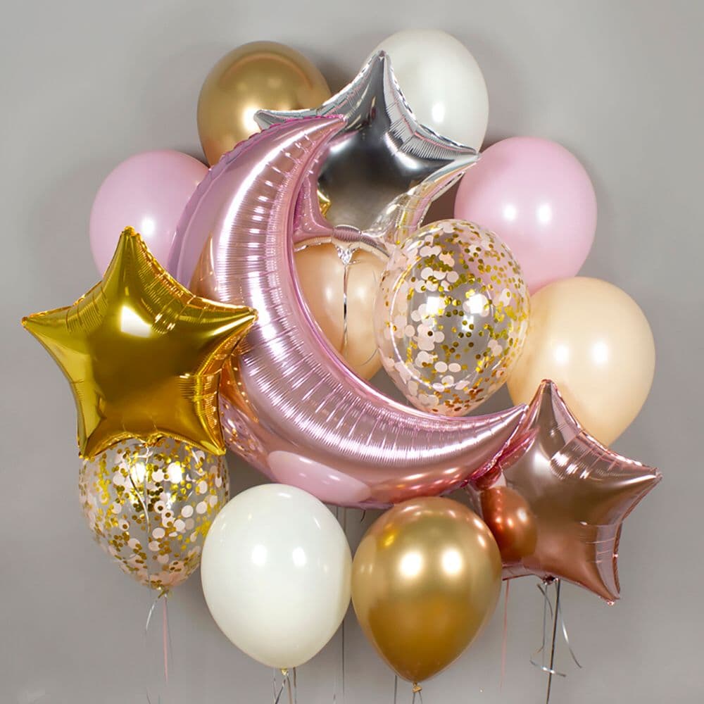 Композиция из шаров на грузах "Месяц розовый"