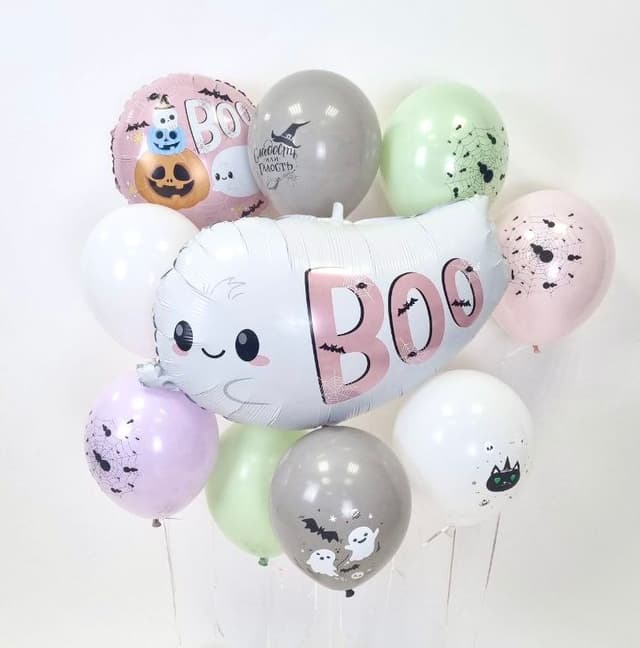 Композиция из шаров на грузах «Милое приведение» Композиция из шаров на грузах «Милое приведение»