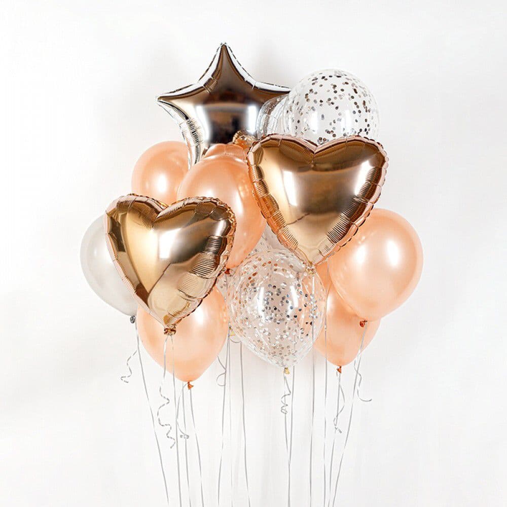 Композиция из шаров на грузах "Розовое золото"