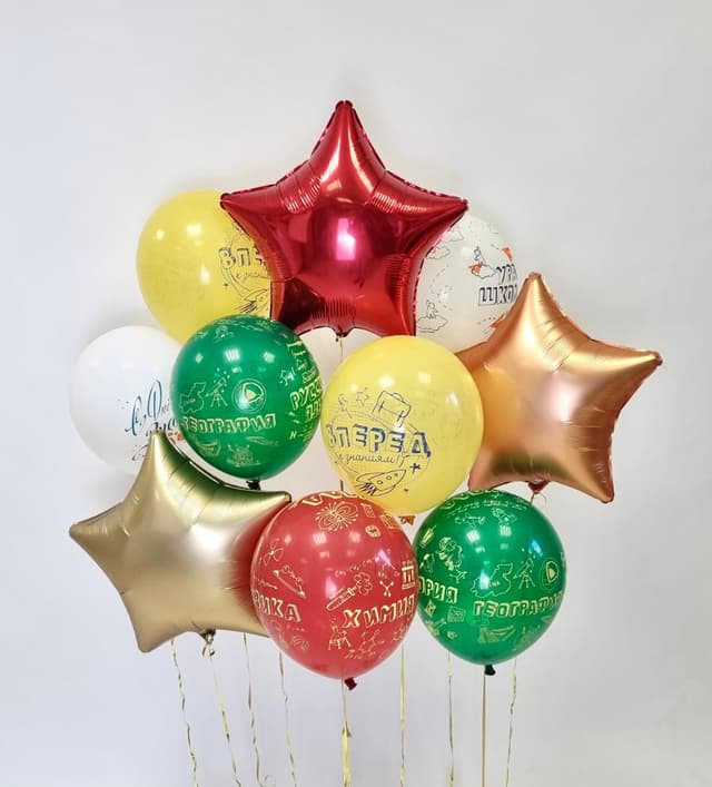 Композиция из шаров на грузах "Школьная пора" Композиция из шаров на грузах "Школьная пора"