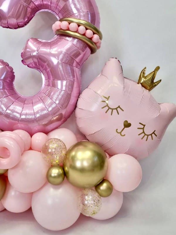 Композиция из шаров с воздухом "Кошка принцесса"