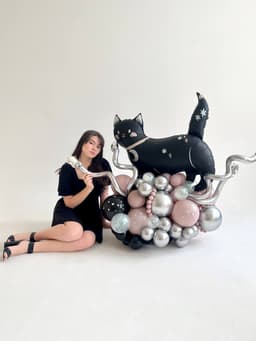 Композиция из шаров с воздухом «Лунная кошка»