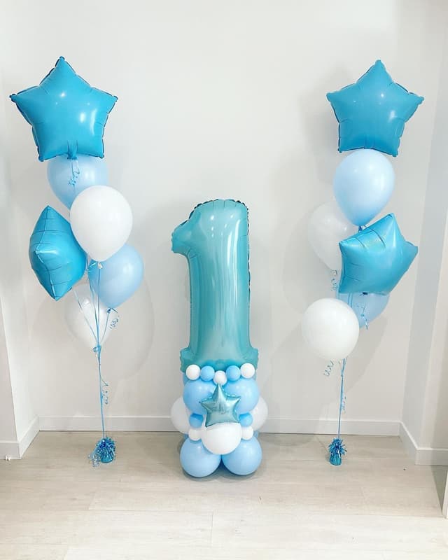 Композиция из Шаров с воздухом «Первый День Рождения голубой» Композиция из Шаров с воздухом «Первый День Рождения голубой»