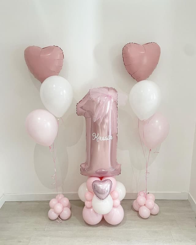 Композиция из Шаров с воздухом «Первый День Рождения розовый» Композиция из Шаров с воздухом «Первый День Рождения розовый»