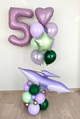 Композиция из шаров с воздухом «Сиреневый Дино»