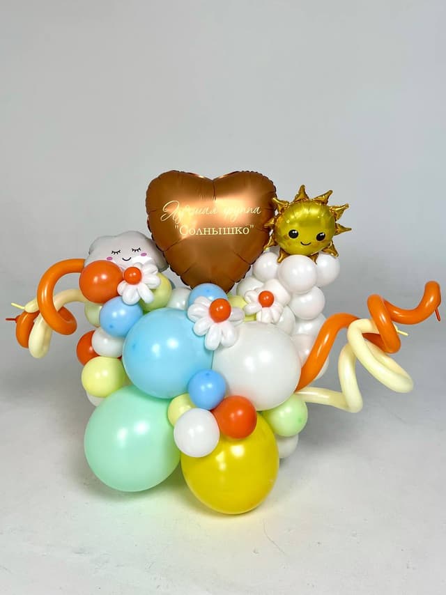 Композиция из шаров с воздухом «Солнышко и облачко» Композиция из шаров с воздухом «Солнышко и облачко»