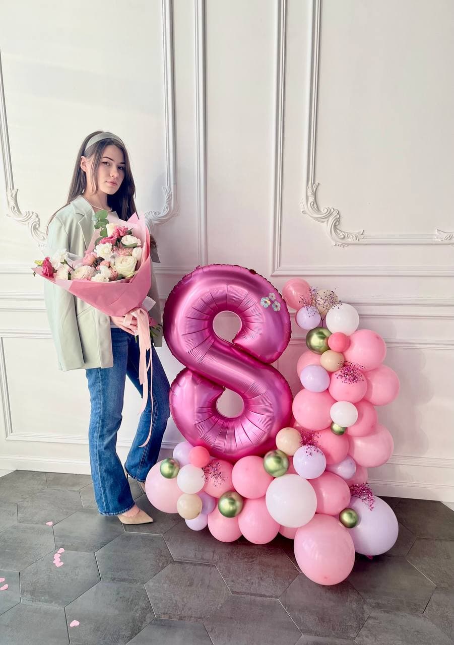 Композиция из Шаров с воздухом «Цифра и стойка»